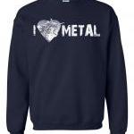 I Heart METAL Crew Neck Sweat Shirt Screaming Kitty I Love Metal