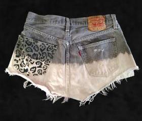 Serge And Destroy Cheetah Pocket Levi's Shorts Grey Pink 32W