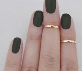 Knuckle Ring Sterling Silver 18k Gold Plated Set of 2